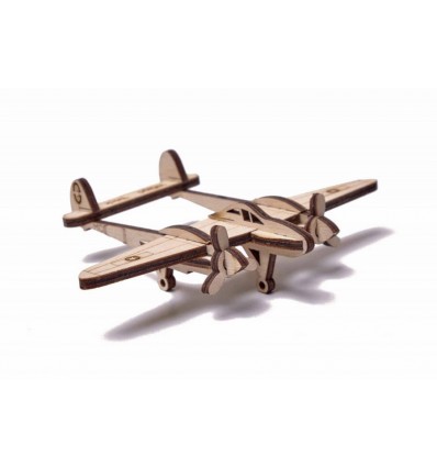 Механический 3D пазл Wood Trick Вудик Самолет Лайтнинг