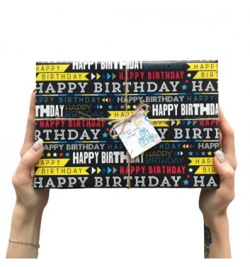 Упаковка в бумагу Happy Birthday Dark blue