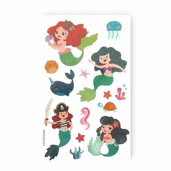 Тату сет "Русалочки з блискітками" Tattooshka_ua WS-E046 13781 фото