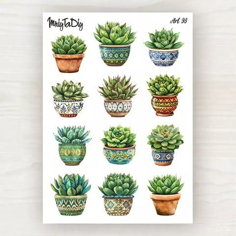 Стікер-лист MriyTaDiy Art-98 модель Сукуленти в горщиках 15899 фото